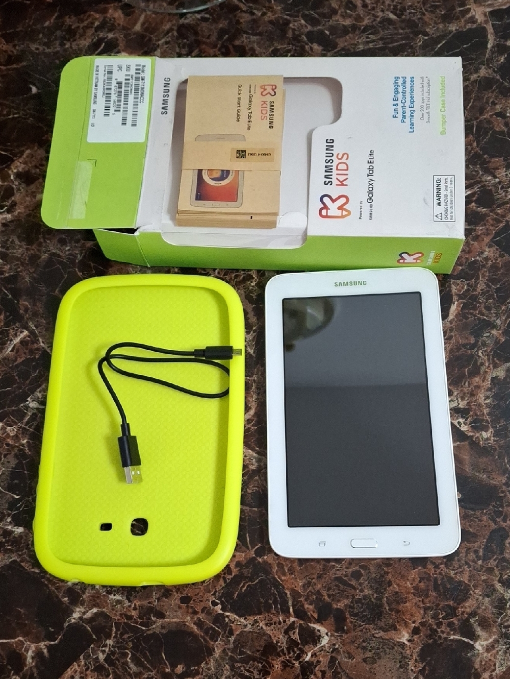 Samsung Kids Tablet in White with Bright Lime Green Case